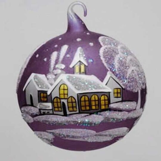 Super Size Glass Ball Ornament - White Cottages
