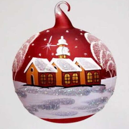 Small Glass Ball Ornament - Brown Cottages