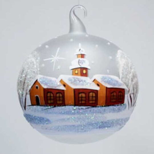 Super Size Glass Ball Ornament - Brown Cottages