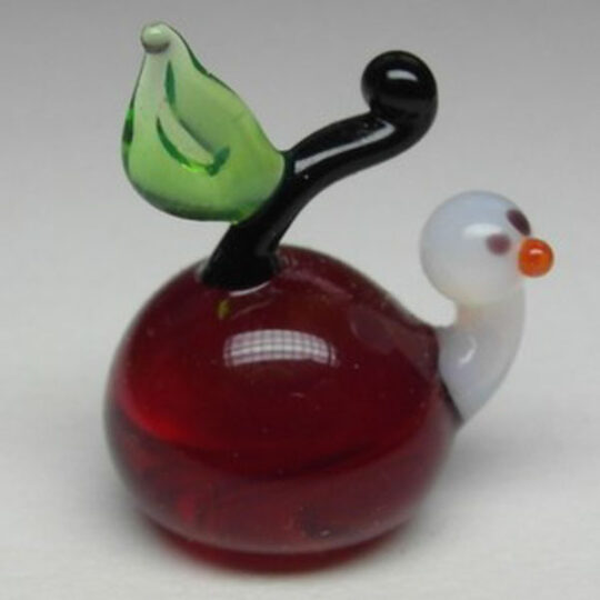 Miniature Apple with Worm