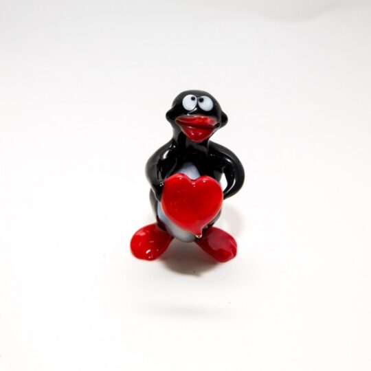 Penguin Holding Heart Figurine