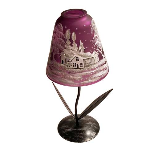 Glass Lamp Tea Light Candle Holder - White Cottages