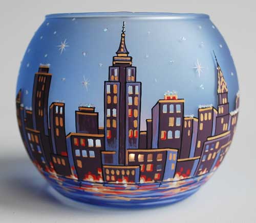 Large Candle Holder - NYC Skyline