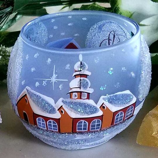 Medium Glass Tea Light Candle Holder - Brown Cottages