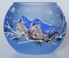 Large Candle Holder - Double Blue Jay