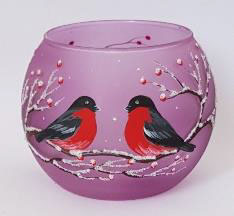 Large Candle Holder - Double Finches