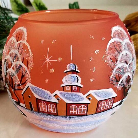 Large Glass Tea Light Candle Holder - Brown Cottages